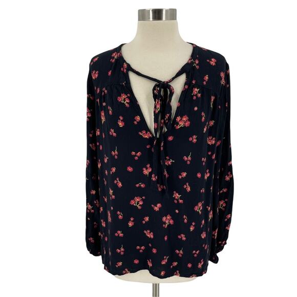 Billabong Floral Boho Top Size Large Black‎ - Picture 1 of 11